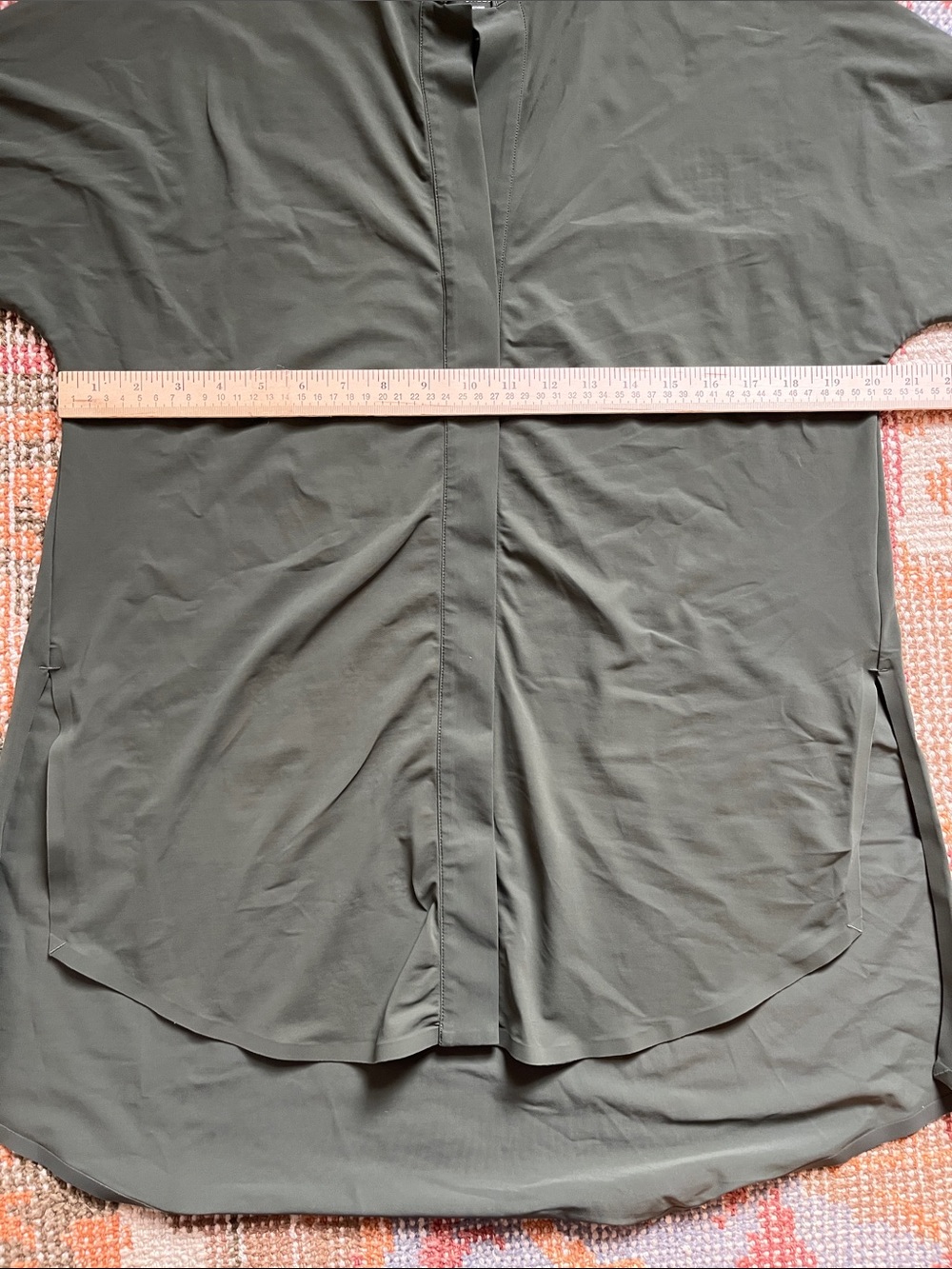 ADAY Something Borrowed Shirt Size L Moss Green Snap Front High Low Hem Like New - Picture 3 of 8